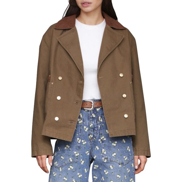 Avec Les Filles Jackets & Blazers - New Avec Les Filles Cotton Twill Heritage Peacoat Thyme XS